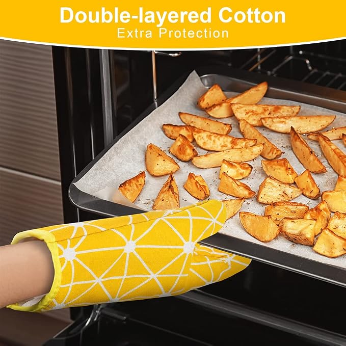 AUAUY Oven Mitts and Potholders BBQ Gloves-Oven Mitts and Pot Holders - Image 4