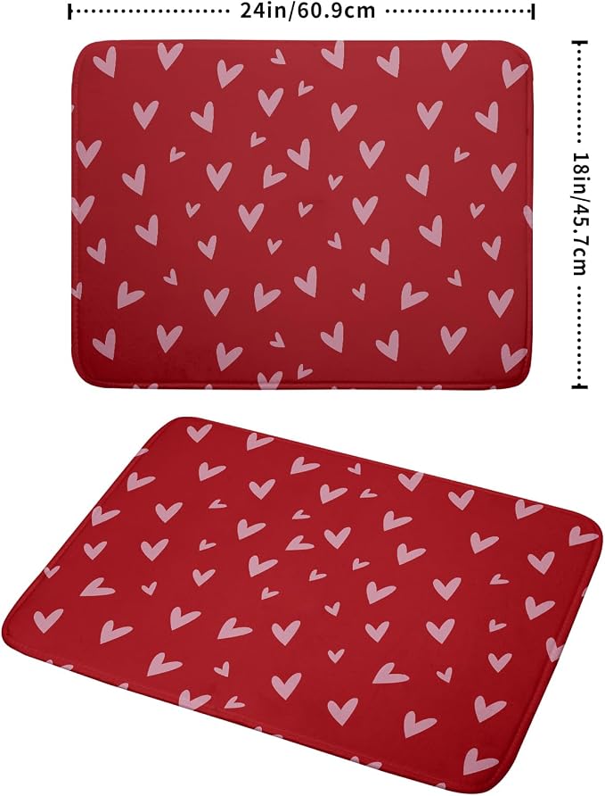 Valentines Dish Drying Mat for Kitchen Counter 18x24 Inch Valentine's Day Red - Image 2