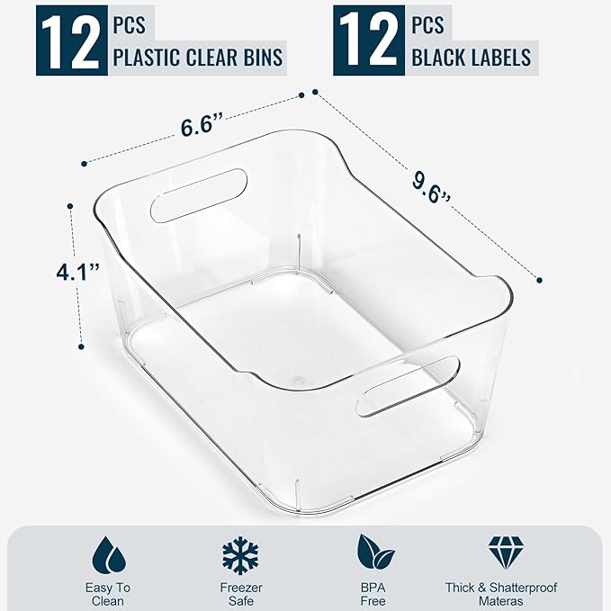 12 PACK Multiuse Clear Plastic Storage Bins - Image 2