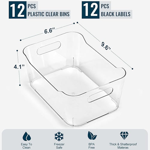 12 PACK Multiuse Clear Plastic Storage Bins - Image 2