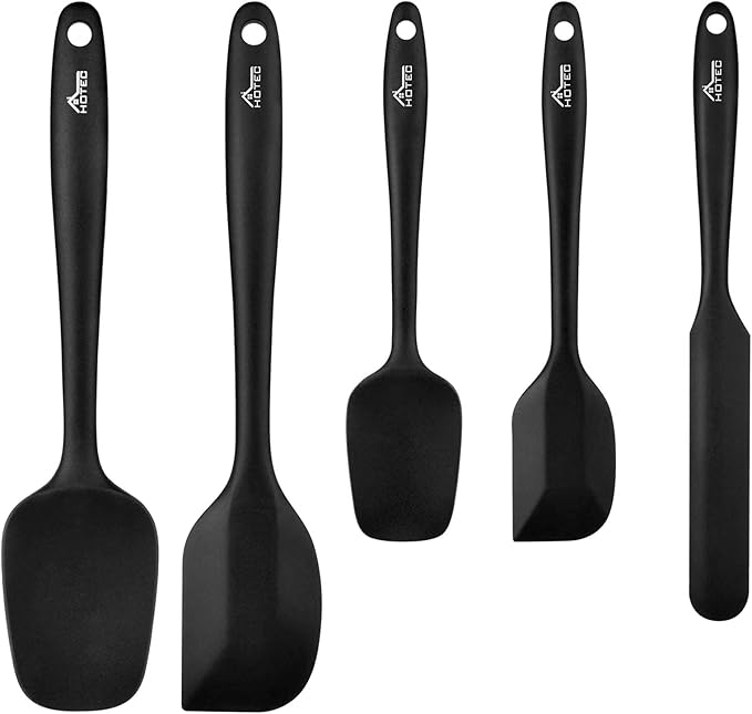 HOTEC 600℉ Heat Resistant BPA-Free Silicone Rubber Spatula Set, Kitchen Cooking - Image 8