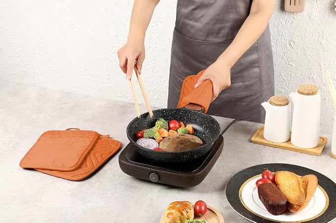 Oven Pot Holder with Pocket Cotton Heat Resistant Coaster Potholder Kitchen Hot - Image 4