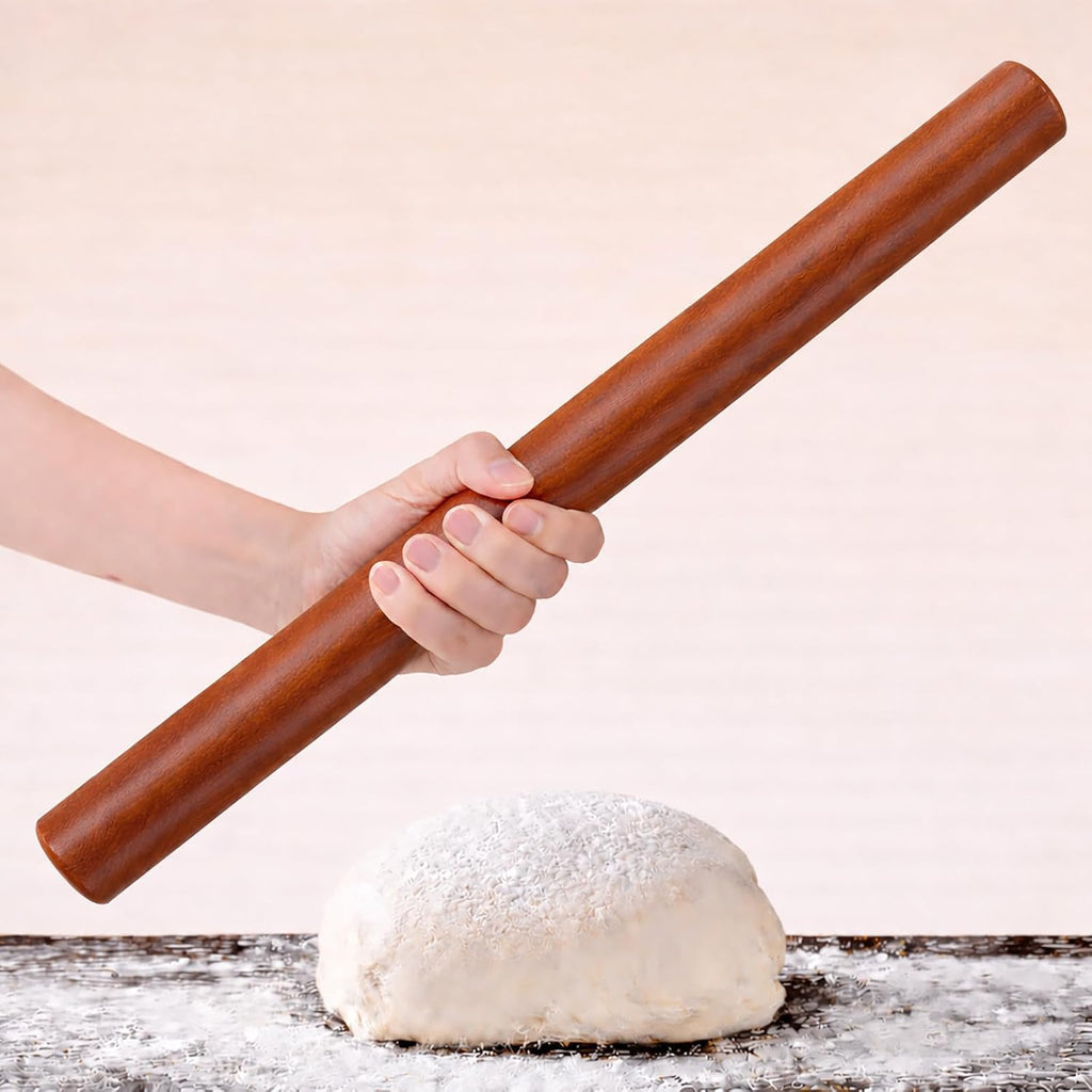 17 Inch French Rolling Pin, Wooden Dough Roller for Baking, Solid Wood