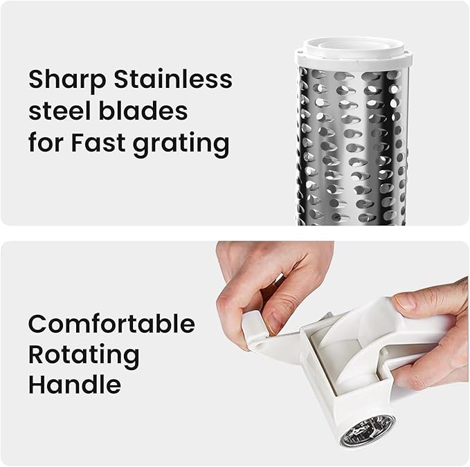 Cheese Grater with Handle, Rotary Cheese Grater, Hard Cheese & Nut Grater - Image 7