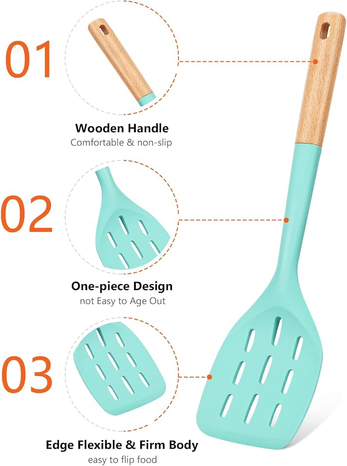 Pack of 2 Silicone Spatula, Non Stick Cooking Utensil Set Stainless Steel - Image 3
