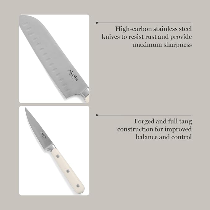 MARTHA STEWART Eastwalk 14 Piece High Carbon Stainless Steel Cutlery Kitchen - Image 4