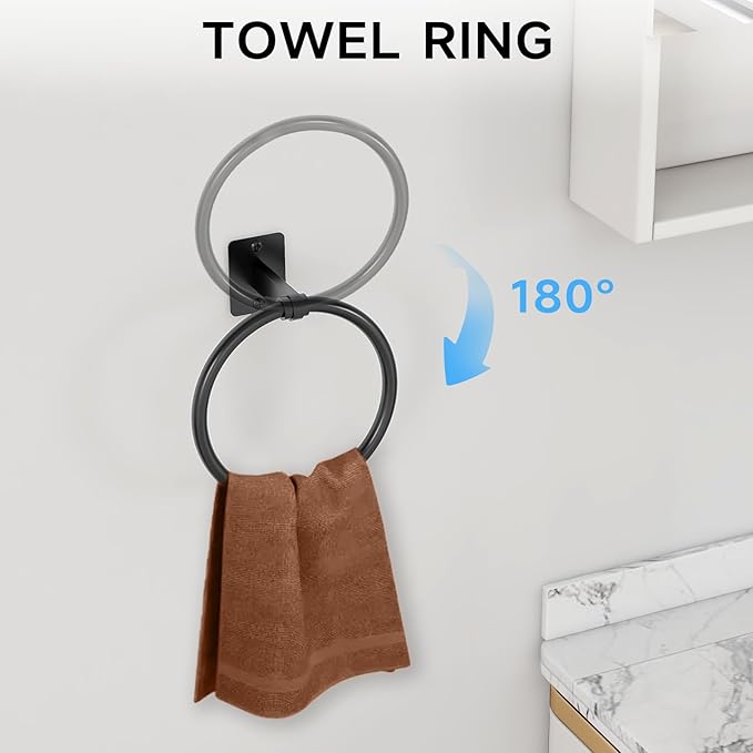 Matte Black Bathroom Accessories Set, KLJKPA 4 Pieces Bathroom Hardware Set - Image 3