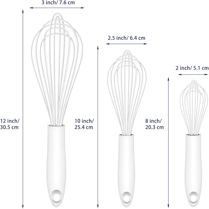 OYV White Silicone Whisk, Sealed Waterproof Design Set of 3, Professional - Image 6