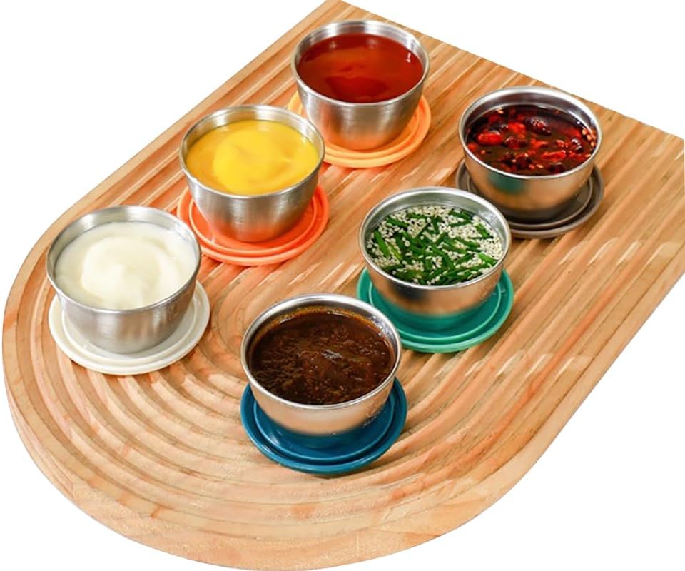 6 Pack Salad Dressing Container, 2oz 304 Stainless Steel Salad