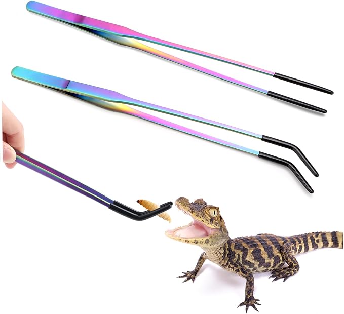 2PCS Stainless Steel Reptile Feeding Tongs by KIIDAS