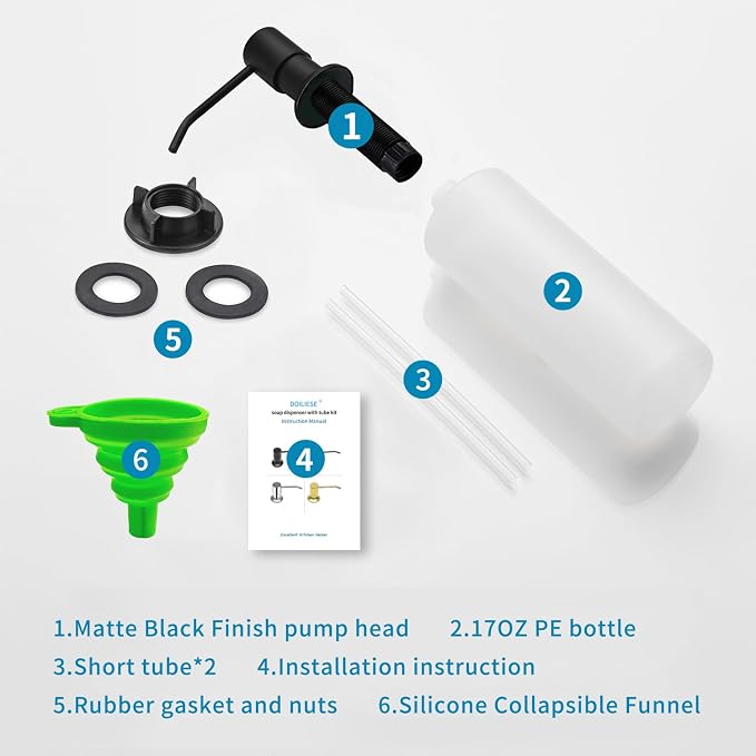 Built in Soap Dispenser for Kitchen Sink, Matte Black Stainless Steel - Image 7