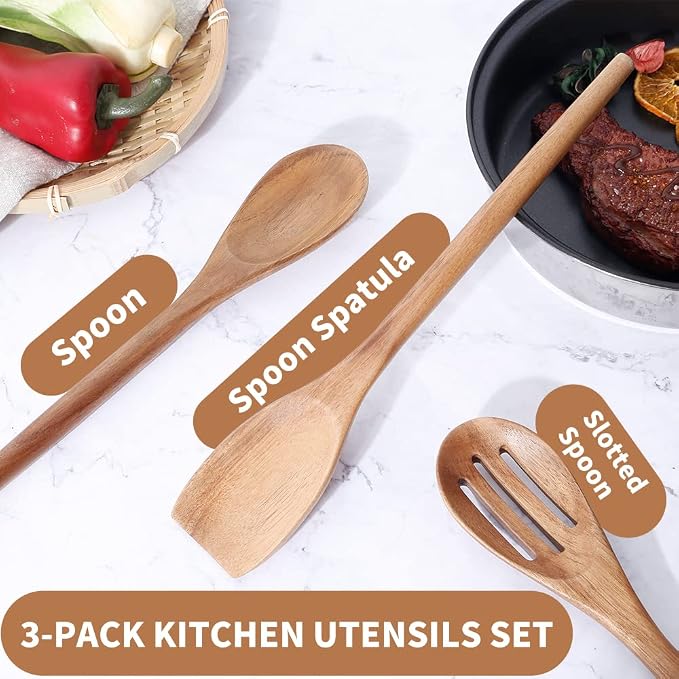 Delicate Wooden Utensils For Cooking, Wood Kitchen Utensils Cooking Tools - Image 3