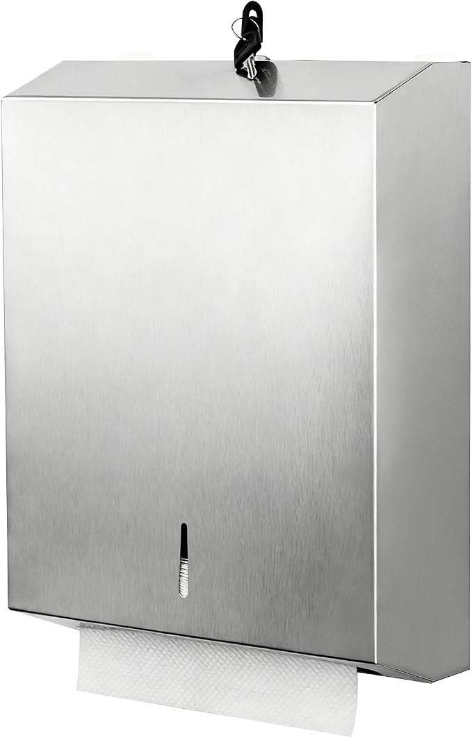 Paper Towel Dispenser Wall Mount Commercial, Brushed Stainless Steel & by Gorlary