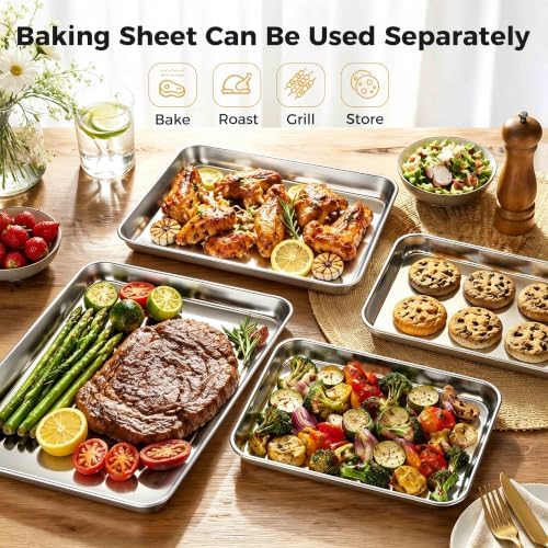 Onader 18x13 Inch Large Half Baking Sheet Pan with Wire Cooling Rack