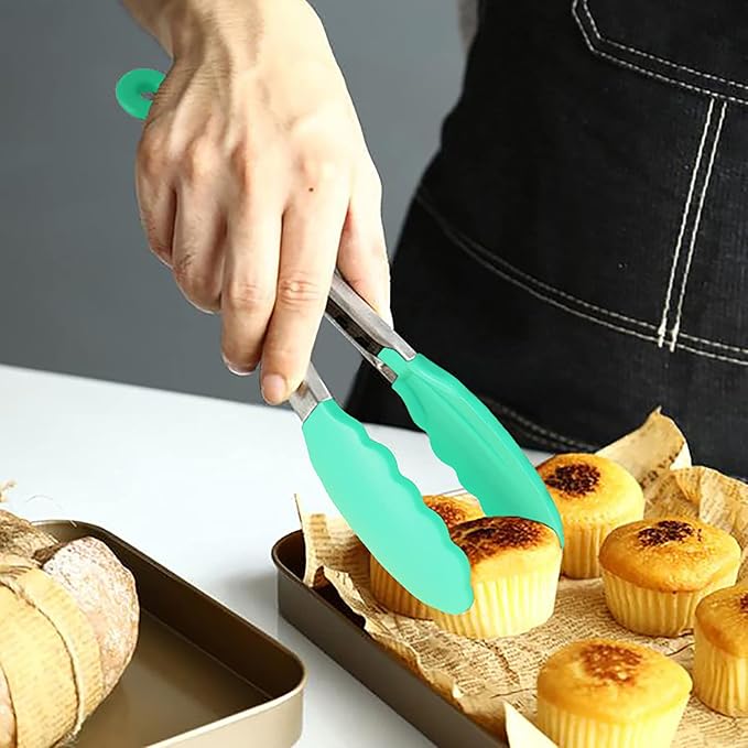 HINMAY Mini Tongs with Silicone Tips 7 Inches Silicone Cooking Tongs - Image 4