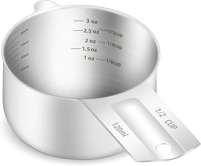 1PCS 1/2Cup Single Measuring Cup, Etched Inner Scale Stainless Steel Measure by BERYLER