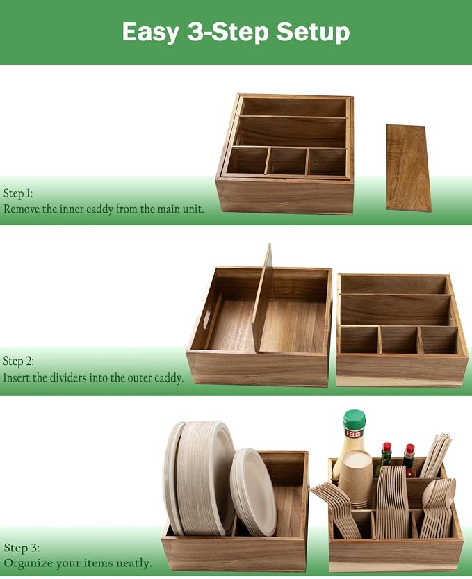 Acacia Wood Utensil Holder for Party - Image 4