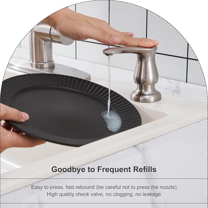 GAGALIFE Kitchen Sink Soap Dispenser Brushed Nickel, Under Sink Soap Dispenser - Image 5