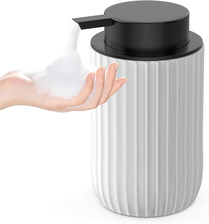 Ceramic Foaming Hand Soap Dispenser，12 oz Bathroom Soap Dispensers， Lotion by POSOSTO