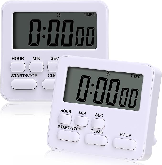Leumoi 2 Pcs Digital Kitchen Timer 24 Hour Clock and Alarm Function Timer by Leumoi