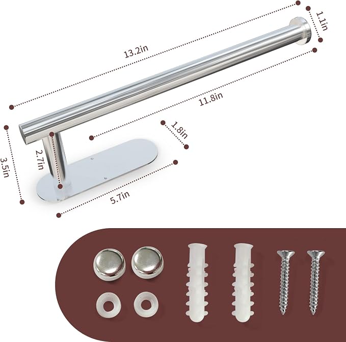 DEKAVA Under Cabinet Wall Mount Paper Towel Holder, Self-Adhesive Bar, - Image 4