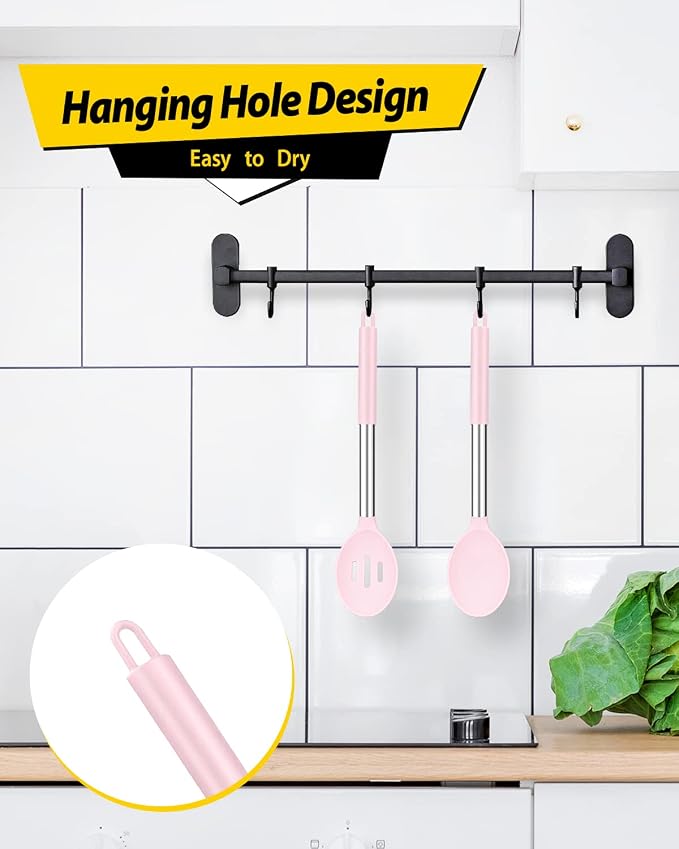 Pack of 2 Large Silicone Cooking Spoons, Non Stick Solid Basting Spoon - Image 4