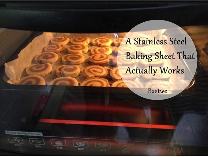 Baking Sheets Set of 2, Bastwe Stainless Steel Baking Pan Tray Cookie Sheet - Image 6