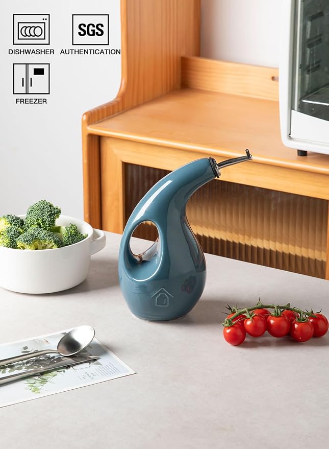Sweejar Ceramic Olive Oil Dispenser Bottle, 24 Oz Opaque Cruet Protects EVOO - Image 3