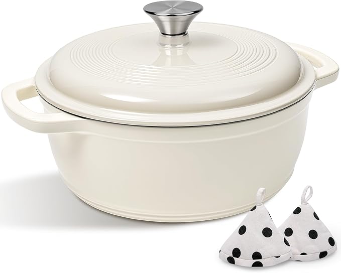 Enameled Cast Iron Dutch Oven Pot by AIVIKI