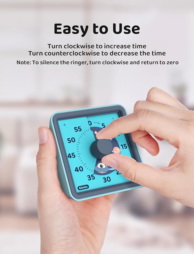 LIORQUE 60 Minute Visual Timer for Kids, Visual Countdown Timer for Classroom - Image 5