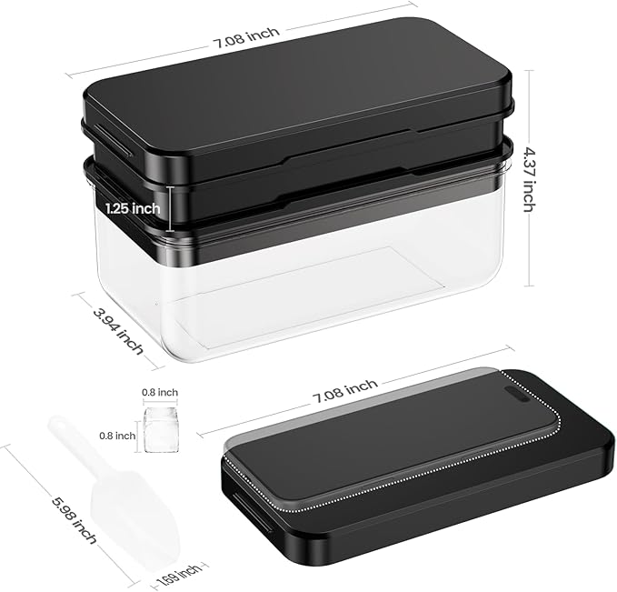 Ice Cube Tray with Lid and Bin, PHINOX 56 pcs Ice Trays - Image 3