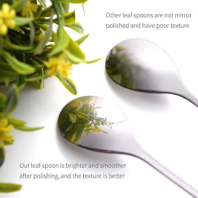 AnSaw Elegant Silver Leaf Coffee Spoons - Image 3