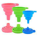 Kitchen Silicone Collapsible Funnel Set of 3, Small and Large, by Rechishre