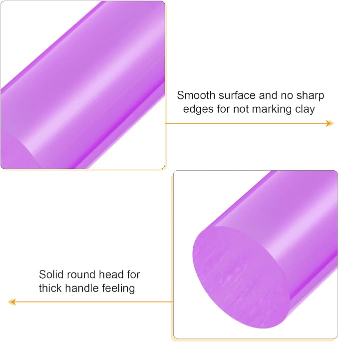 HARFINGTON Acrylic Clay Roller 6 Inch x 1 Inch Solid Non-Stick Plastic Round - Image 4