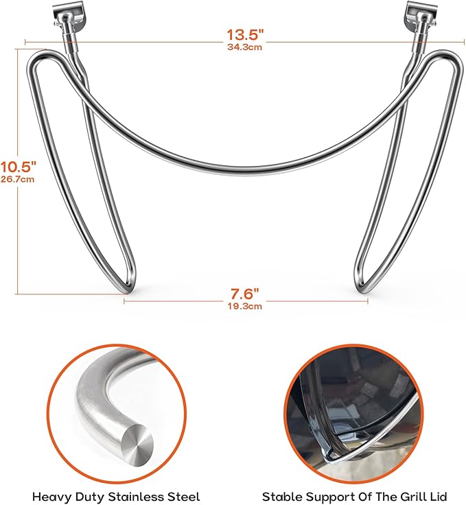 onlyfire Grill Lid Holder, Stainless Steel Slide a Side Lid Prop - Image 2