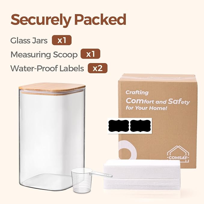 ComSaf 4.6Qt Glass Food Storage Containers, 1.2 Gallon Glass Flour and Sugar - Image 8