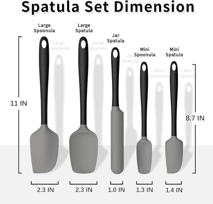 Coukre Silicone Spatula Set of 5, High Temperature Resistant, Food Grade - Image 2