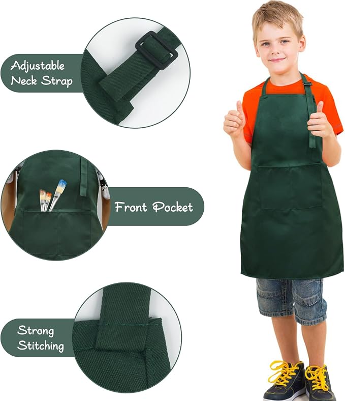 SINLAND Kids Apron with Pocket 2 Pack Children Chef Apron - Image 2
