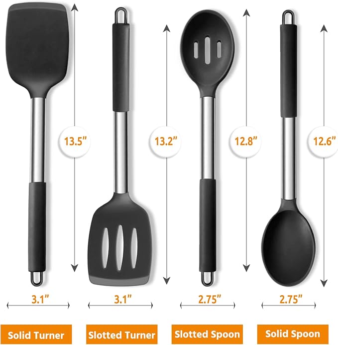 E-far Cooking Utensils Set of 4, Silicone Kitchen Utensils - Image 2