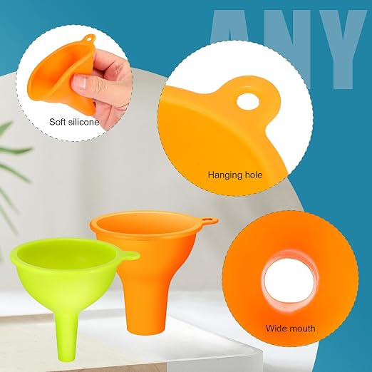 Silicone Funnels 4 Pieces Wide Mouth Funnel Small and Large Flexible Condiment - Image 3