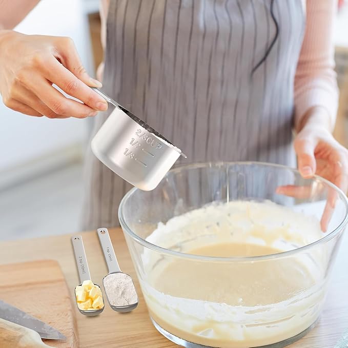 Stainless Steel Measuring Cups and Spoons Set, 6 Stainless Steel Measuring Cups - Image 4