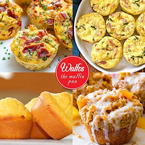 Walfos Silicone Muffin Pan - 6 Cup Non-Stick Silicone Cupcake Pan