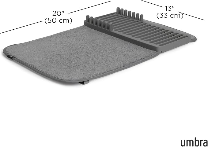 Umbra Udry Dish Rack and Microfiber Drying Mat – Space-Saving Design Folds Up - Image 3
