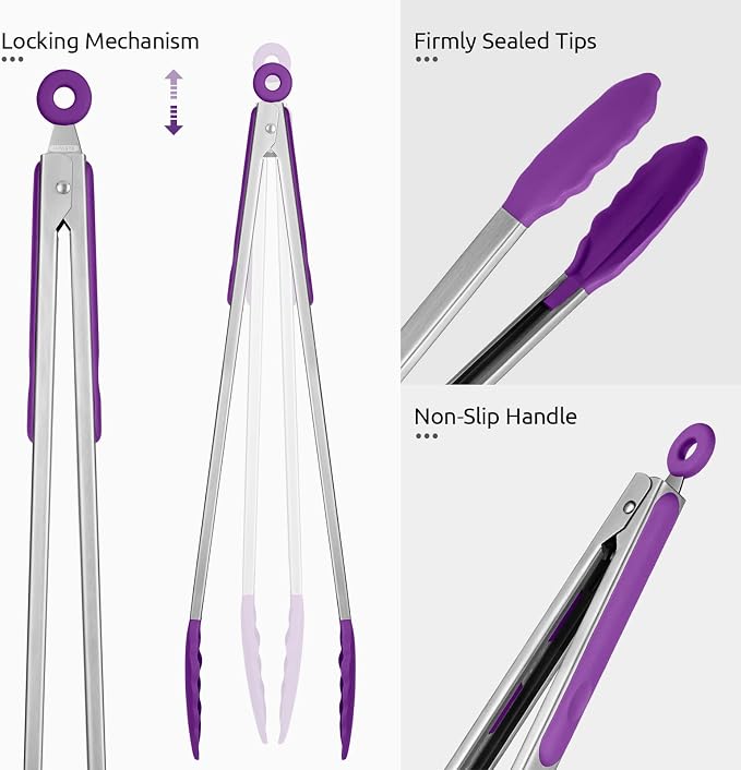 600ºF Heat Resistant Kitchen Tongs: U-Taste 16 inch Extra Long Large Silicone - Image 6