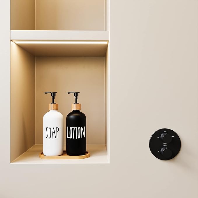 Glass Lotion Dispenser, Refillable Matte Black Hand Lotion Dispenser Suitable - Image 3