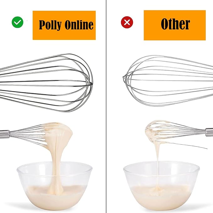 Polly Online Stainless Steel Whisk Set, 3 Packs Balloon Whisk - Image 3