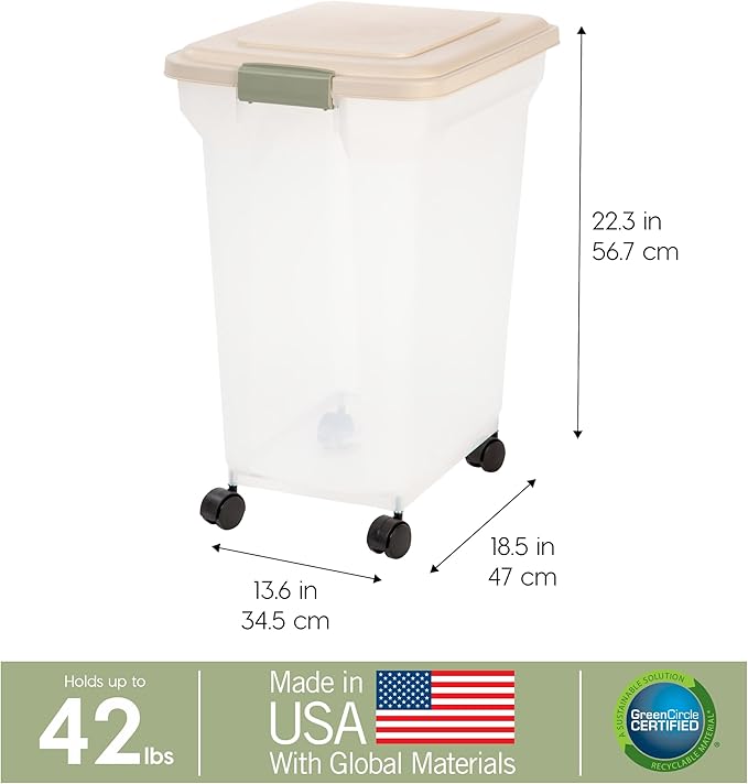 IRIS USA Airtight Dog Food Storage Container, WeatherPro, Removable Wheels - Image 3