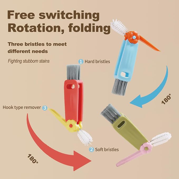 3 in 1 Cup Lid Gap Cleaning Brush Set, Bottle Cleaning Brush Multifunctional - Image 6