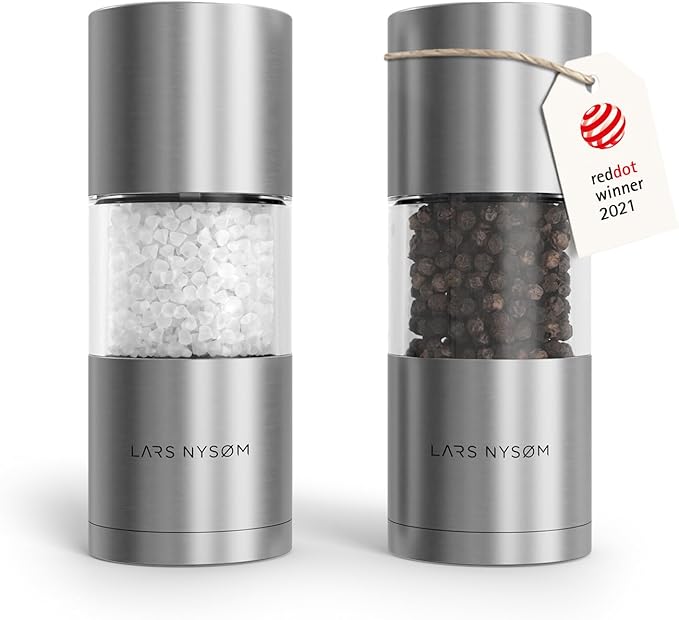 LARS NYSØM Salt and Pepper Grinder Set, Manual Salt and Pepper Mills by LN