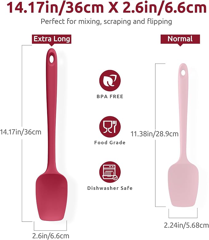 U-Taste Extra-Long 600ºF Heat Resistant Spatula Spoon: 14" Silicone Spoonula - Image 2